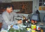 Paul preparing dinner on the Normandy Tour, 2000